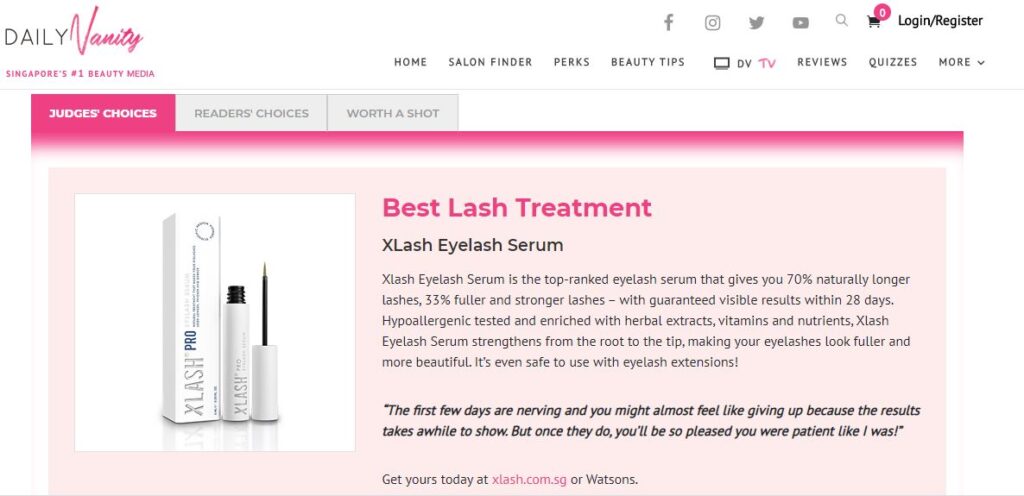 Xlash Cosmetics Singapore