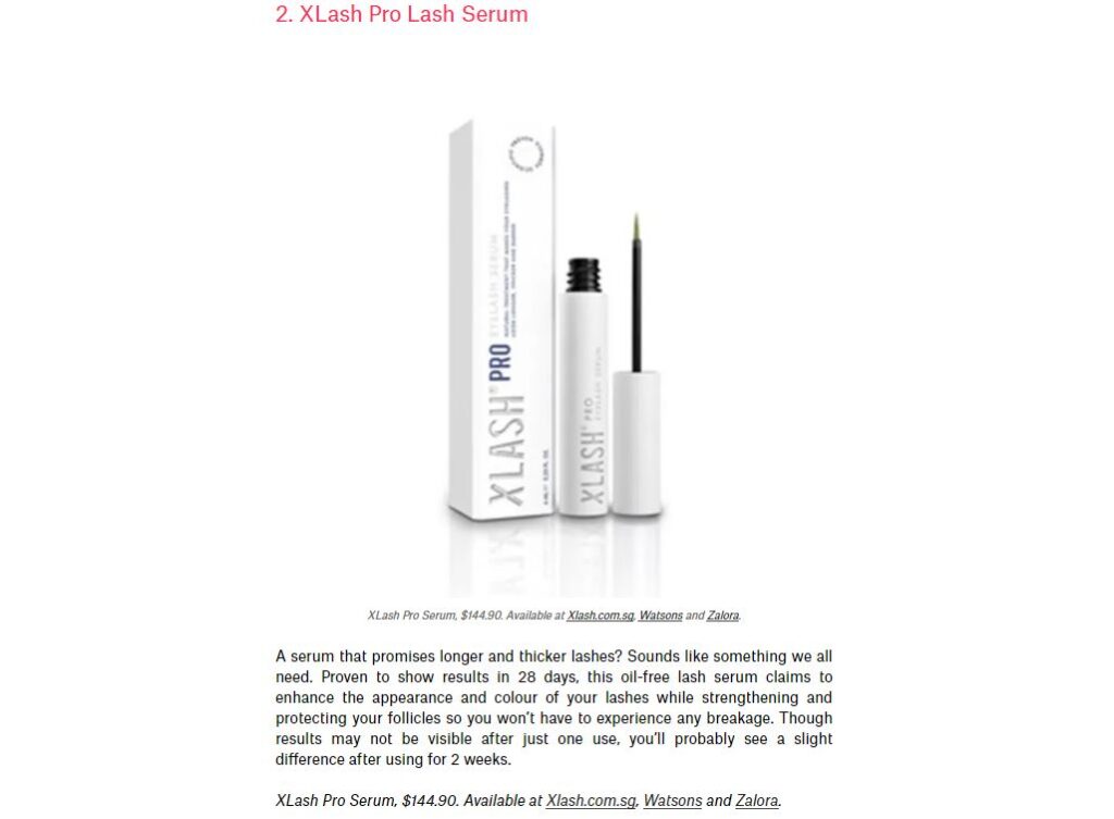 Xlash Cosmetics Singapore